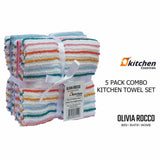 OLIVIA ROCCO Striped Tea Towels, 5-Pack, 45 x 65 cm
