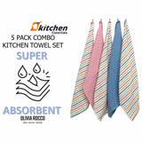 OLIVIA ROCCO Striped Tea Towels, 5-Pack, 45 x 65 cm