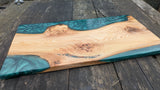 British Elm and dark green resin board Barratt Boards - Cornish chopping boards designed for chefs