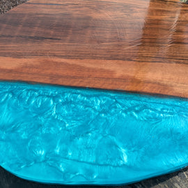 English Walnut and blue resin coffee table Barratt Boards - Cornish chopping boards designed for chefs