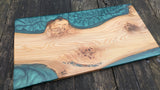 British Elm and dark green resin board Barratt Boards - Cornish chopping boards designed for chefs