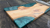British Elm and dark green resin board Barratt Boards - Cornish chopping boards designed for chefs
