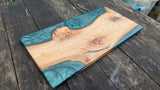 British Elm and dark green resin board Barratt Boards - Cornish chopping boards designed for chefs