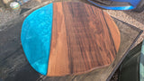 English Walnut and blue resin coffee table Barratt Boards - Cornish chopping boards designed for chefs