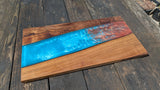 Walnut striking blue and bronze river board Barratt Boards - Cornish chopping boards designed for chefs