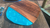 English Walnut and blue resin coffee table Barratt Boards - Cornish chopping boards designed for chefs
