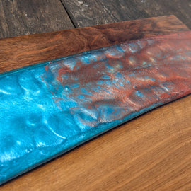 Walnut striking blue and bronze river board Barratt Boards - Cornish chopping boards designed for chefs
