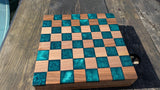 Walnut and teal resin chess board Barratt Boards - Cornish chopping boards designed for chefs