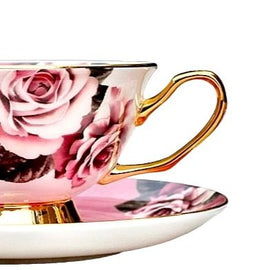 Rosette Majesty Bone China Teacup and Saucer KitchBoom