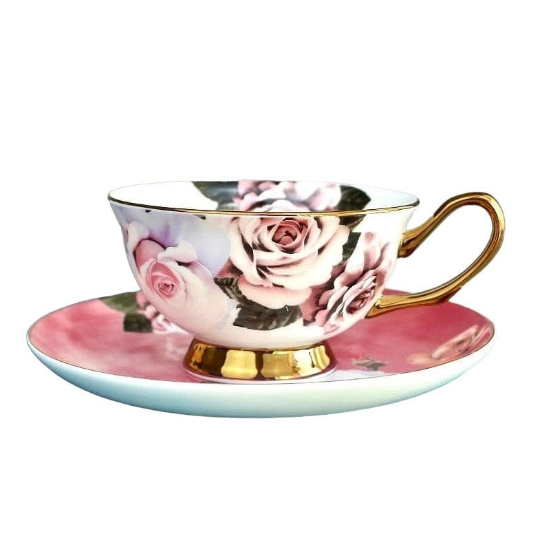 Rosette Majesty Bone China Teacup and Saucer KitchBoom