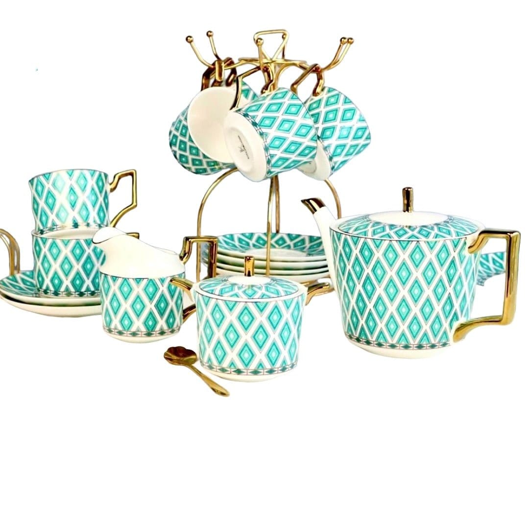 The Edwardian Emerald Bone China Tea Set KitchBoom