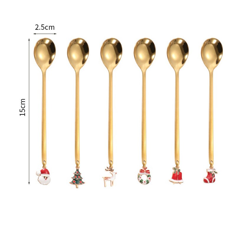 100Pcs/Lot Christmas Dessert Spoons in Stainless Steel Kitchen Essentials