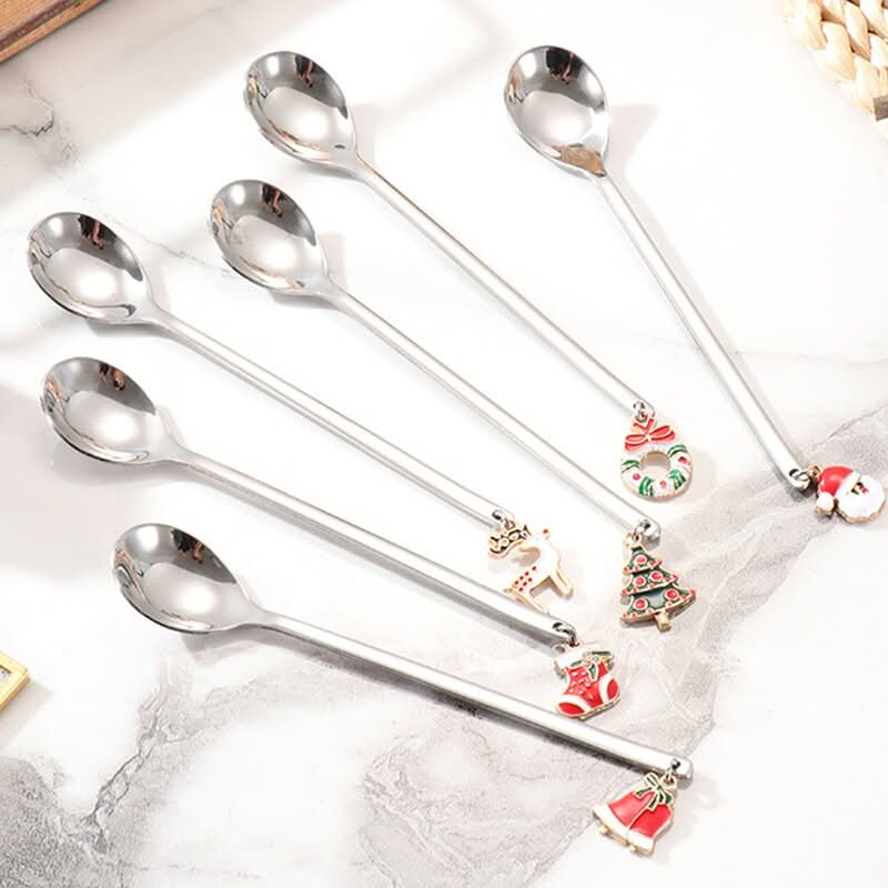 100Pcs/Lot Christmas Dessert Spoons in Stainless Steel Kitchen Essentials