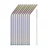 10Pcs Reusable Metal Drinking Straws in Stainless Steel Kitchen Essentials