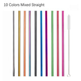 10Pcs Reusable Metal Drinking Straws in Stainless Steel Kitchen Essentials
