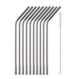 10Pcs Reusable Metal Drinking Straws in Stainless Steel Kitchen Essentials