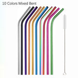 10Pcs Reusable Metal Drinking Straws in Stainless Steel Kitchen Essentials