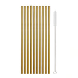 10Pcs Reusable Metal Drinking Straws in Stainless Steel Kitchen Essentials