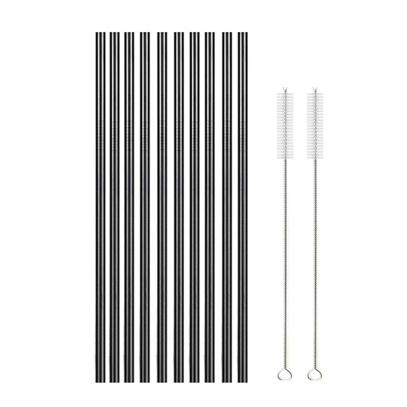 10Pcs Reusable Metal Drinking Straws in Stainless Steel Kitchen Essentials