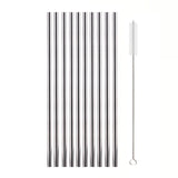 10Pcs Reusable Metal Drinking Straws in Stainless Steel Kitchen Essentials
