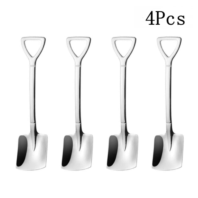 2 or 4 piece - Shovel Style Coffee Spoon Cutlery Set Kitchen Essentials