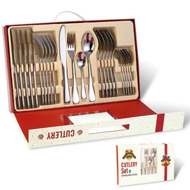 24Pcs Christmas Gifts Cutlery Set in Stainless Steel Kitchen Essentials