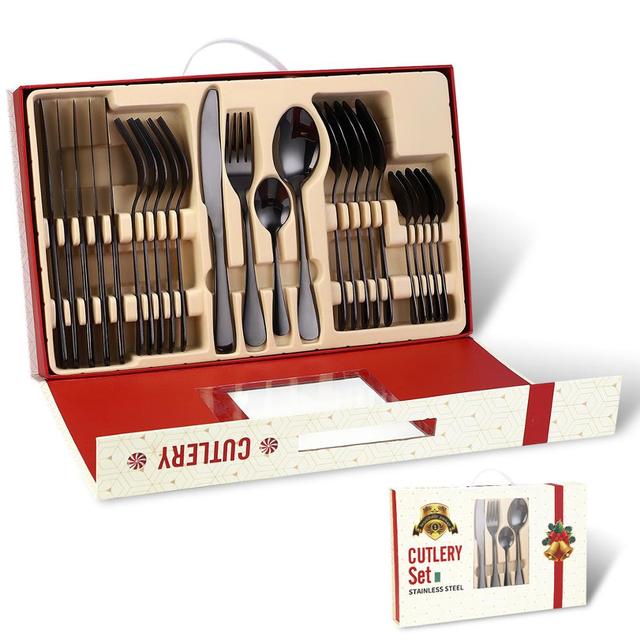 24Pcs Christmas Gifts Cutlery Set in Stainless Steel Kitchen Essentials