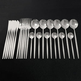 24Pcs Home Dinnerware Set in Stainless Steel Kitchen Essentials
