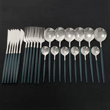 24Pcs Home Dinnerware Set in Stainless Steel Kitchen Essentials