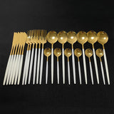 24Pcs Home Dinnerware Set in Stainless Steel Kitchen Essentials