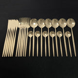 24Pcs Home Dinnerware Set in Stainless Steel Kitchen Essentials