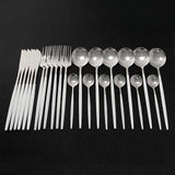 24Pcs Home Dinnerware Set in Stainless Steel Kitchen Essentials