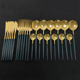 24Pcs Home Dinnerware Set in Stainless Steel Kitchen Essentials