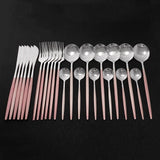 24Pcs Home Dinnerware Set in Stainless Steel Kitchen Essentials