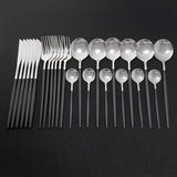 24Pcs Home Dinnerware Set in Stainless Steel Kitchen Essentials