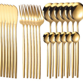 24pcs Gold or Stainless Steel, Boxed Dinnerware Set eprolo