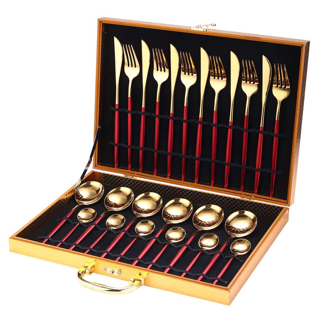 24pcs Gold or Stainless Steel, Boxed Dinnerware Set eprolo