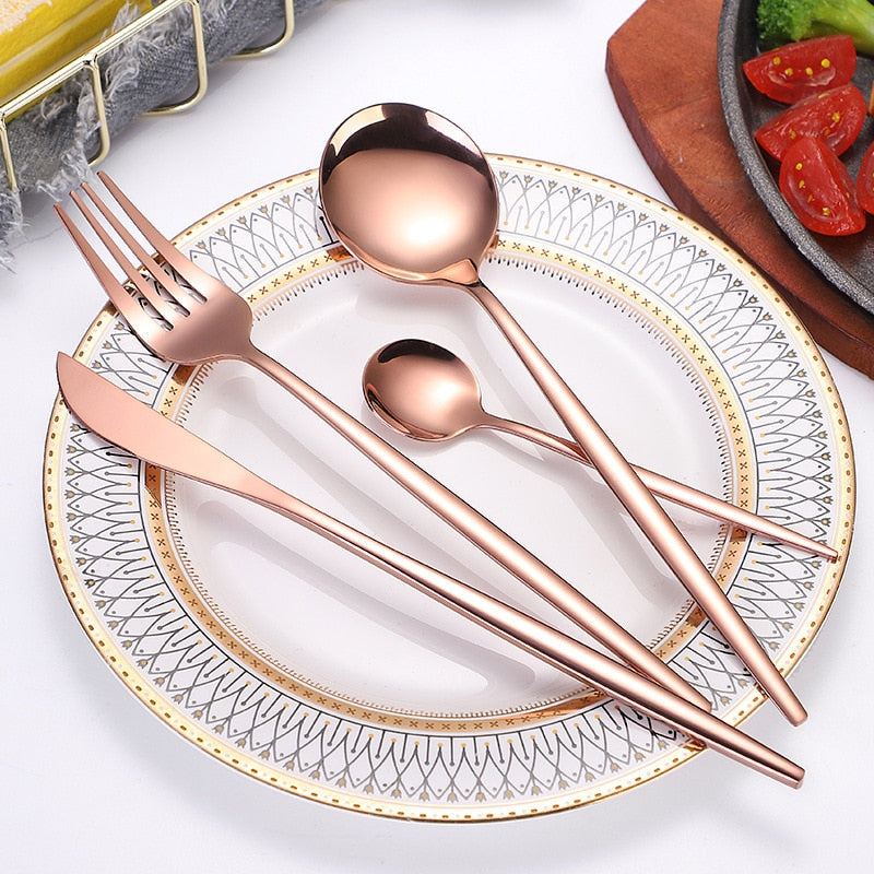 24pcs Gold or Stainless Steel, Boxed Dinnerware Set eprolo