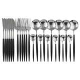 24pcs Nordic Dinnerware Set in Stainless Steel Kitchen Essentials