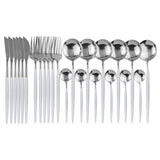 24pcs Nordic Dinnerware Set in Stainless Steel Kitchen Essentials