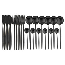 24pcs Nordic Dinnerware Set in Stainless Steel Kitchen Essentials
