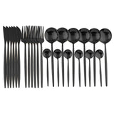 24pcs Nordic Dinnerware Set in Stainless Steel Kitchen Essentials