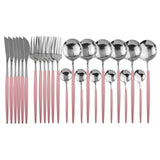 24pcs Nordic Dinnerware Set in Stainless Steel Kitchen Essentials
