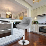 2pcs Adjustable High Type with Disk No Armrest Rhombus Backrest Design Bar Stools Gray hello-826