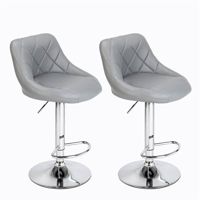 2pcs Adjustable High Type with Disk No Armrest Rhombus Backrest Design Bar Stools Gray hello-826