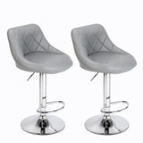 2pcs Adjustable High Type with Disk No Armrest Rhombus Backrest Design Bar Stools Gray hello-826