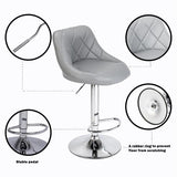 2pcs Adjustable High Type with Disk No Armrest Rhombus Backrest Design Bar Stools Gray hello-826