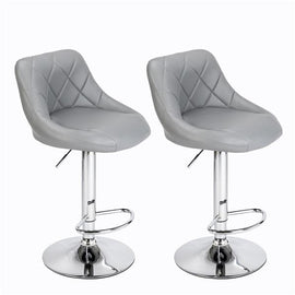 2pcs Adjustable High Type with Disk No Armrest Rhombus Backrest Design Bar Stools Gray hello-826