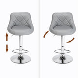 2pcs Adjustable High Type with Disk No Armrest Rhombus Backrest Design Bar Stools Gray hello-826