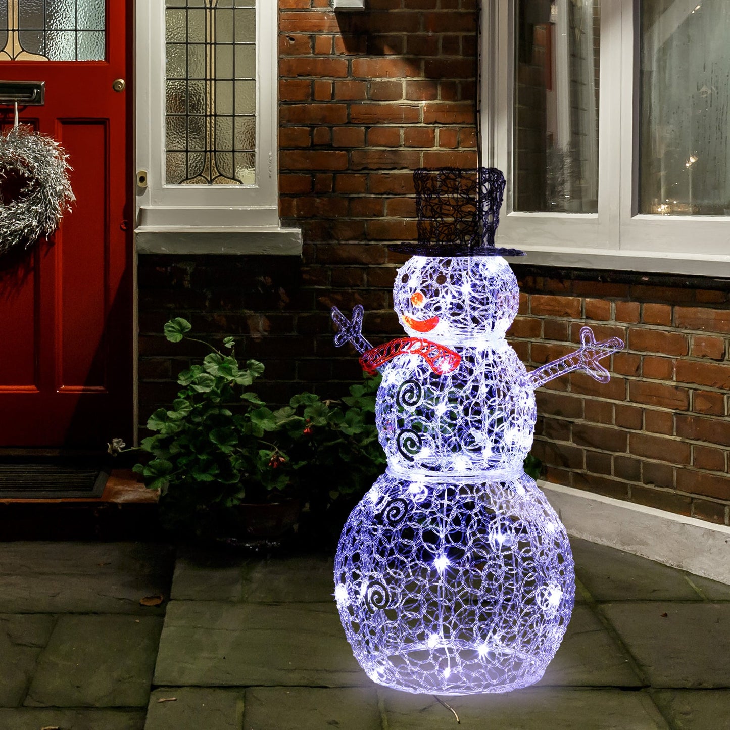 3ft Clear Acrylic with 100 String Lights Garden Snowman Decoration hello-826